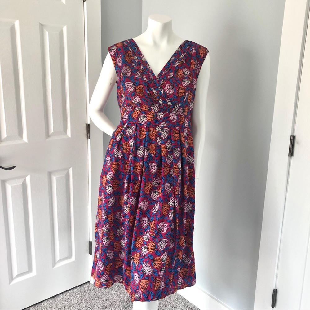 NWOT ModCloth Hot Pink Floral Midi Dress